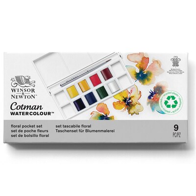 Winsor and Newton Cotman Watercolor Paint Palette, Assorted Colors, 9 Pieces/Set (WNX0390671)