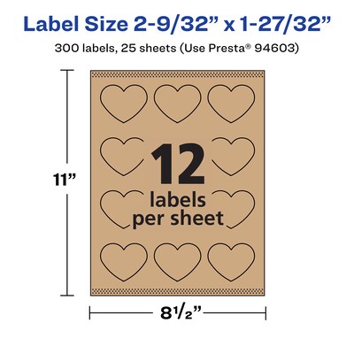 Avery Laser/Inkjet Decorative Edge Multipurpose Labels, 2-9/32" x 1-27/32", Kraft Brown, 300 Labels/Pack ( 94603)