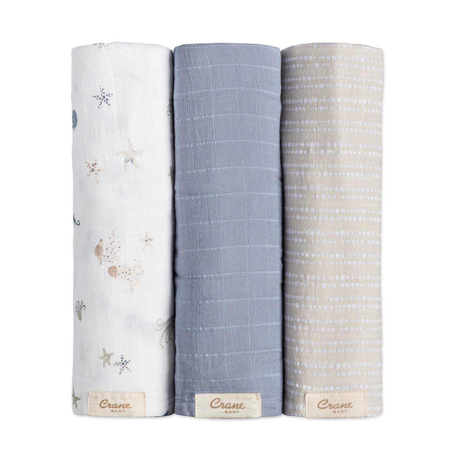 Crane Baby Cove Swaddle Set, 3-Piece, Sea Life (BC-160SWS-2)