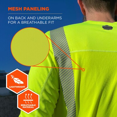Chill-Its 6688 High Visibility Cooling Sun Shirt with UV Protection, ANSI Type R, Class 2, Lime, L (12138)