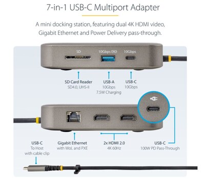 StarTech Universal Docking Station for Laptops (102B-USBC-MULTIPORT)