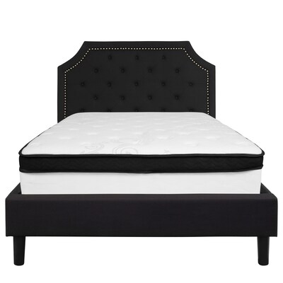 Flash Furniture Brighton Tufted Upholstered Platform Bed in Black Fabric with Memory Foam Mattress, Full (SLBMF6)