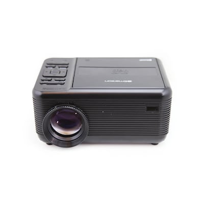 Emerson Home Theater Portable LCD Projector with Built-In DVD Player, Remote, and Projector Screen, Black (EVP-2501C)