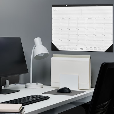 2024-2025 Staples 22" x 17" Academic Monthly Desk Pad Calendar, White/Black  (ST12952-23)