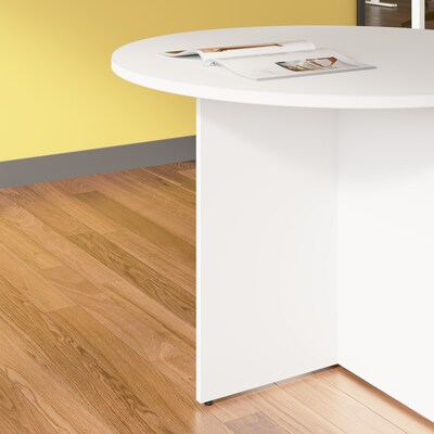 Bush Business Furniture 42W Round Conference Table with Wood Base, White (99TB42RWH)