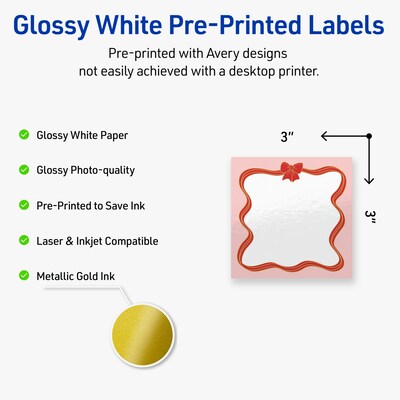 Avery Square Multipurpose Labels, 3 x 3, White, 60/Pack (19479370569)