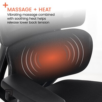 Sharper Image S-850 Heated Ergonomic Mesh Swivel Executive Massage Chair, Black (60106-BLK)