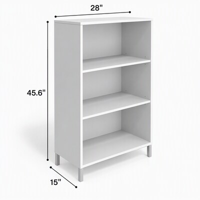 Union & Scale™ Essentials 3 Shelf 45"H Laminate Bookcase, White (UN56976)