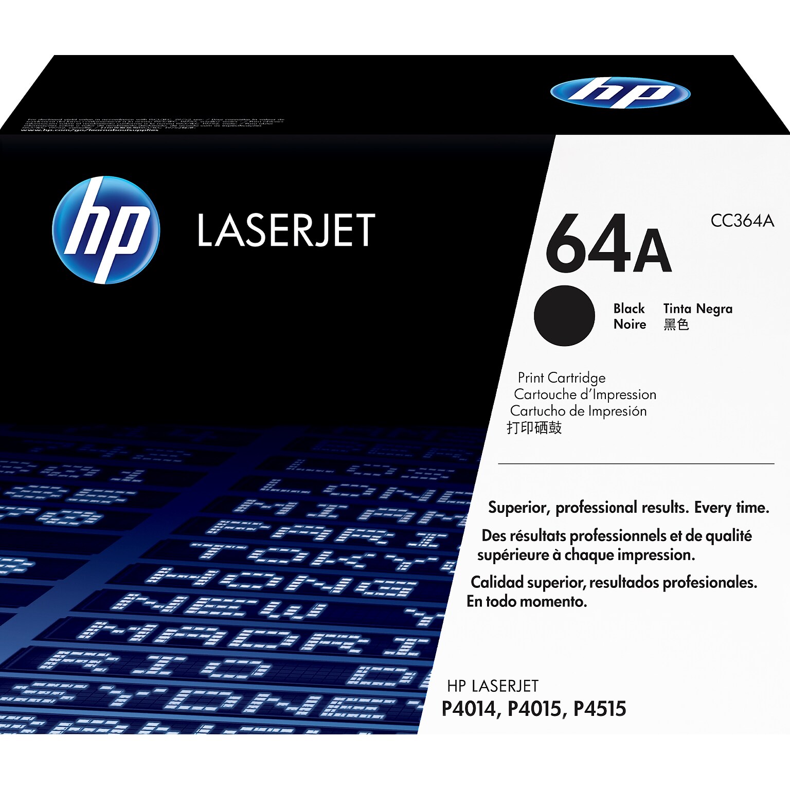 HP 64A Black Standard Yield Toner Cartridge, Prints Up to 10,000 Pages (CC364A)