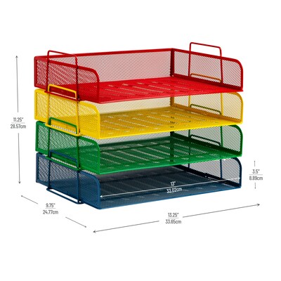 Mind Reader Metal Side Loading Stackable Letter Tray, Multi Colored (DSTACK4-ASST)