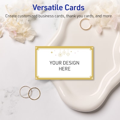 Avery Gold-Metallic Ornaments Matte Blank Card, White, 80/Pack (S00-FHC)
