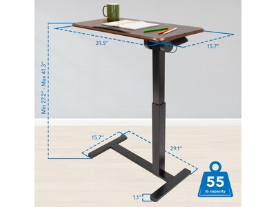 Mount-It! Height-Adjustable Overbed Desk with Tilt Tabletop, 27.2"-41.3"H, Brown/Black (MI-8045)