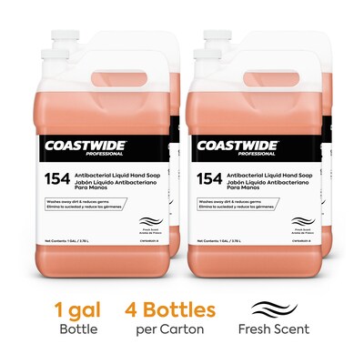 Coastwide Professional 154 Antibacterial Liquid Hand Soap, 1 Gal., Fresh Scent, 4/Carton (CW154RU01-