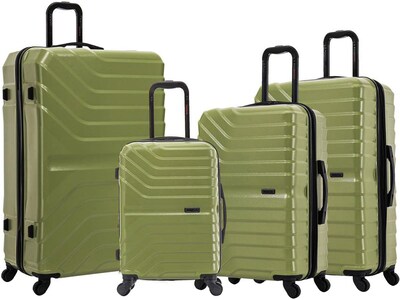 InUSA Aurum Polycarbonate/ABS 4-Piece Luggage Set, Green (IUAURSMLXL-GRN)