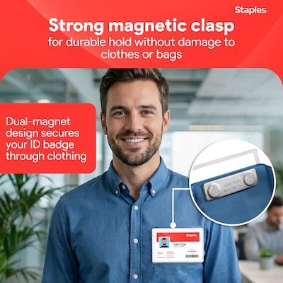 Staples Magnetic Badge Holders, 2.25" x 3.5", Vinyl, Clear, 25/Pack (51925)