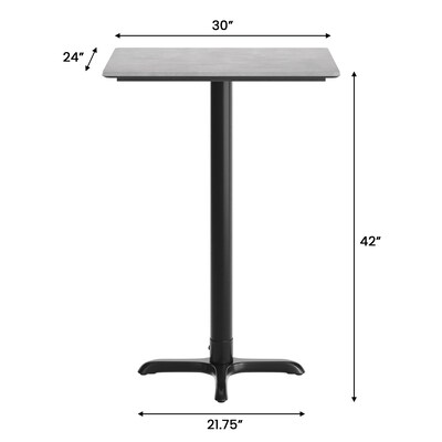 Flash Furniture Acadia Wooden Dining Table with X-Base, 23.75"D x 29.75"W, Gray Faux Concrete/Black Base (ST2430CGT2222B)