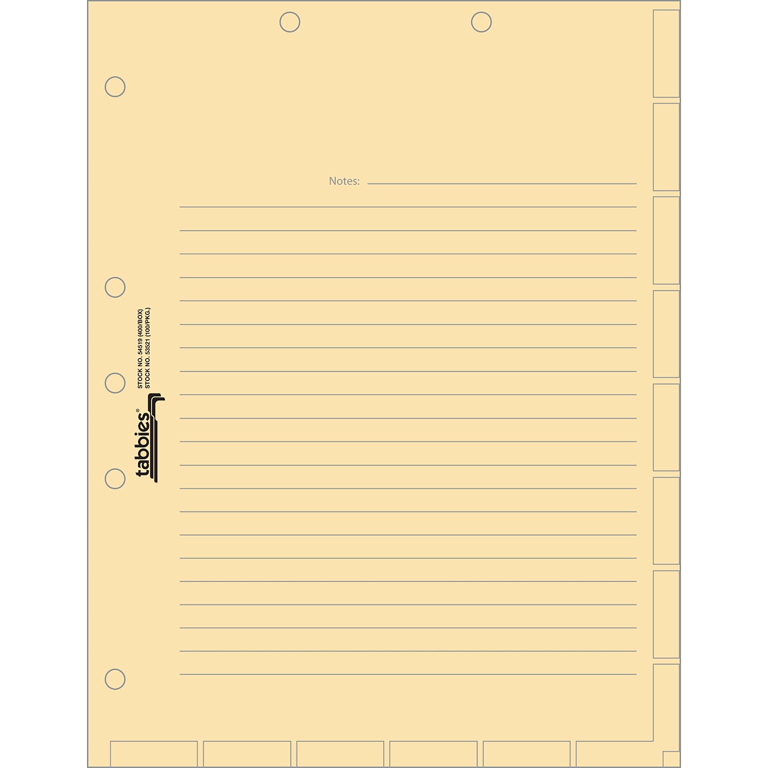 Tabbies Medical Chart Index Divider Sheets, Manila, 400/Box (TAB54519)