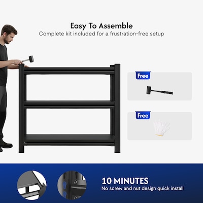 FlexiSpot 3-Shelf Metal Multi-Functional Storage Rack, 39.5" x 39.4" x 13.8", Black (CJ025-DJ)