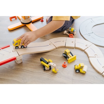 PlanToys Road Construction Playset, Yellow (PTS6014)
