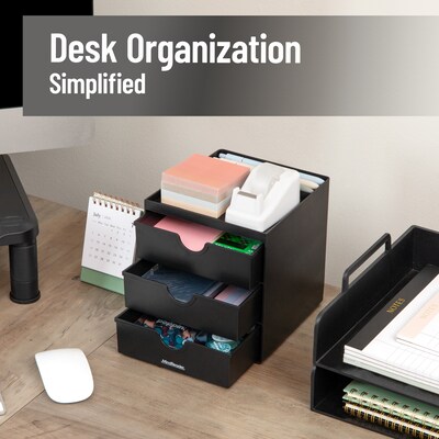 Mind Reader 3-Drawer Plastic Desk Organizer, Black (MINMACH3-BLK)
