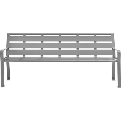 Global Industrial 6 Outdoor Horizontal Steel Slat Park Bench w/ Back, Gray (436975GY)