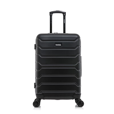 InUSA Trend Plastic 4-Wheel Spinner Luggage, Black (IUTRE00M-BLK)