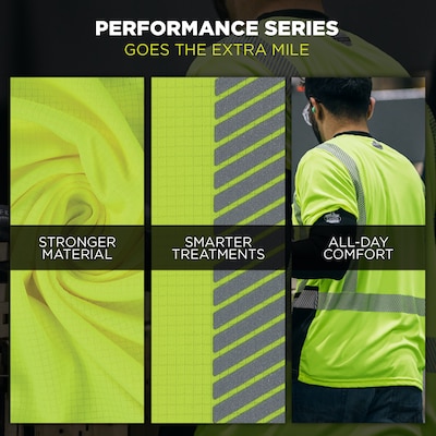 Ergodyne GloWear 8371BK High Visibility Long Sleeve Black Bottom T-Shirt, ANSI Type R Class 3, Lime, 4XL (22298)