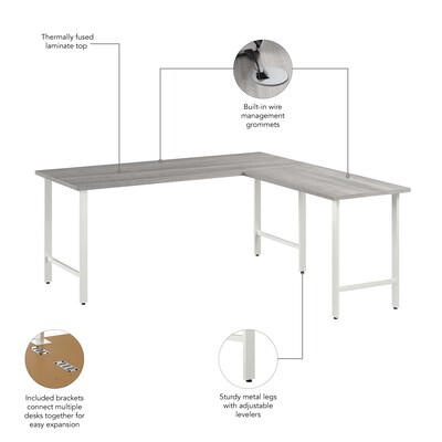 Bush Business Furniture Hustle 72"W L Shaped Computer Desk with Metal Legs, Platinum Gray (HUS001PG)