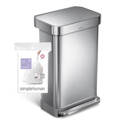 simplehuman Custom Fit Can Liners, G, 8 Gallons, White, Pack Of 240 Liners