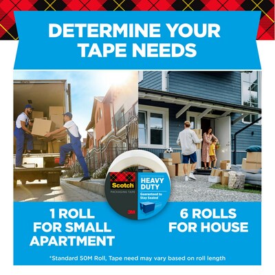 Scotch Heavy Duty Packing Tape with Dispenser, 1.88" x 54.6 yds., Clear, 4/Pack (3850-4RD)