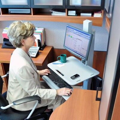 Ergotron WorkFit-C Sit-Stand Workstation for Single LCD Monitor, LD, with Mobile Cart Base, Two-Tone Gray (24-198-055)