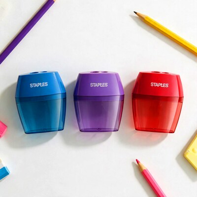 Staples® Manual Pencil Sharpener, Assorted Colors (10898-CC)