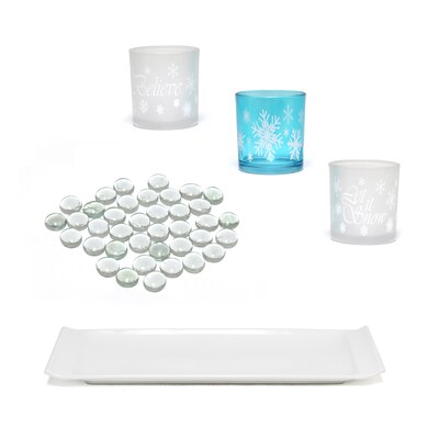 Elegant Designs Winter Wonderland Candle, Blue Frost, Set of 3 (HG5000-FBL)