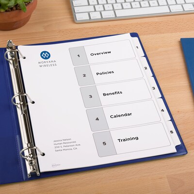 Avery Ready Index Table of Contents Paper Dividers, 1-5 Tabs, White (11130)