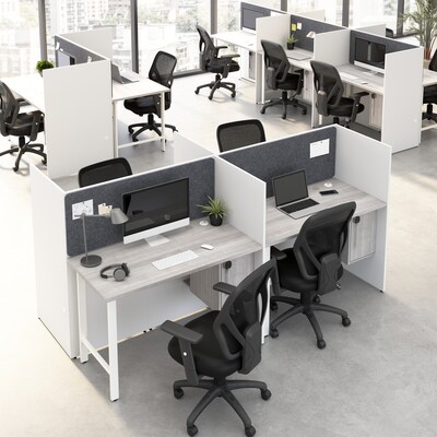 Bush Business Furniture Hustle 48W 2 Person Back to Back Cubicle Panel Workstation, White/Platinum
