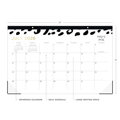 2026-2027 Blue Sky Leopard 11 x 17 Academic Monthly Wall Calendar, Black/White (149048-A27)