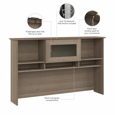 Bush Furniture Cabot 60"W Desktop Hutch, Ash Gray (WC31231)