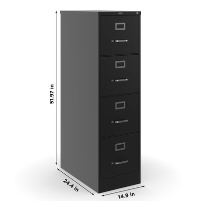 Quill Brand® 4-Drawer Vertical File Cabinet, Locking, Letter, Black, 25"D (25164D)