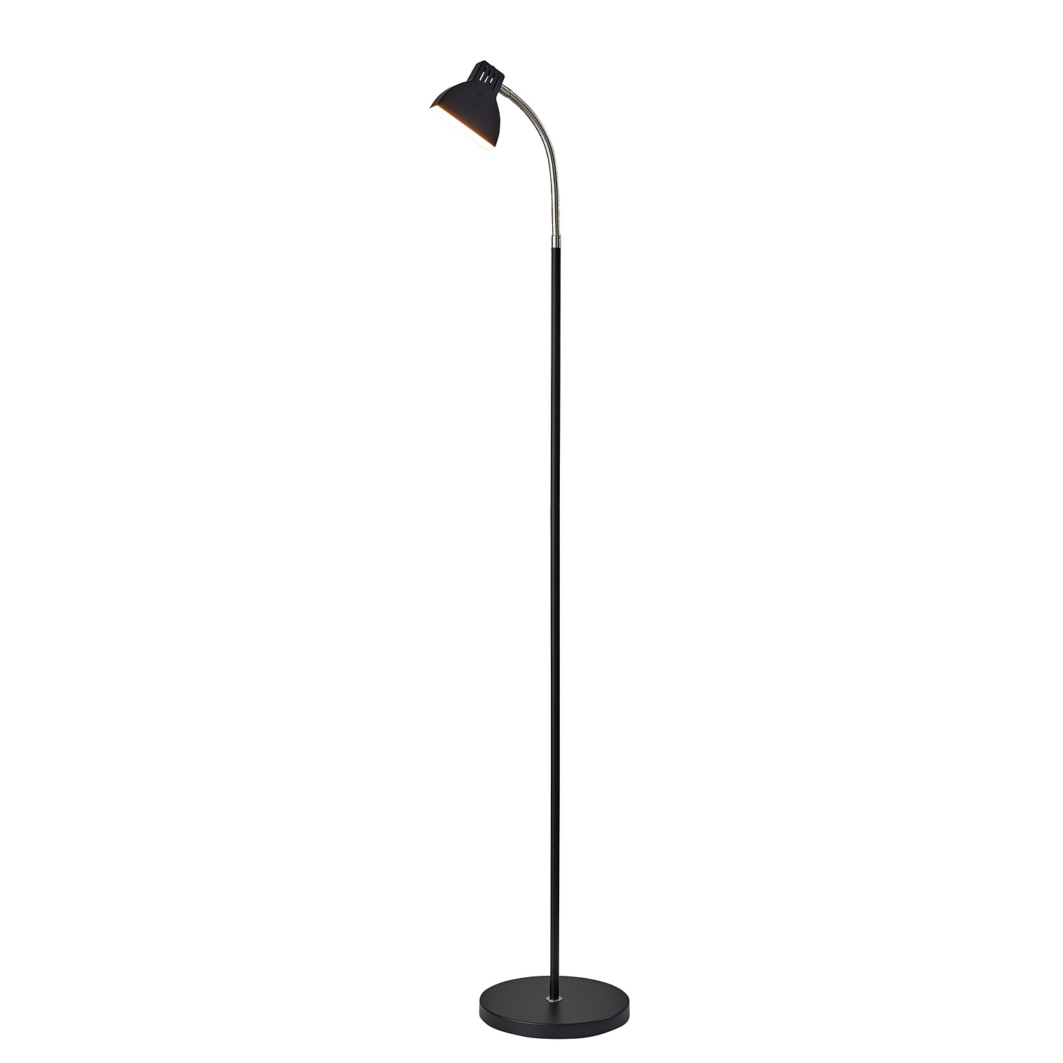 Simplee Adesso 57H Slender LED Floor Lamp, Black & Brushed Steel (SL3974-01)
