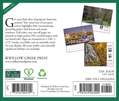 2027 Willow Creek Beautiful USA 6.2 x 5.4 Daily Day-to-Day Calendar, Assorted Colors (63200)