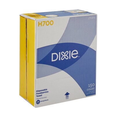Dixie Durable Fibers Food Service Wipers, White w/ Green stripe, 150 Wipers/Box (29416)