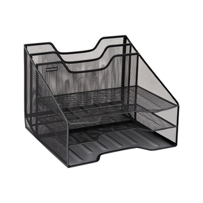 Mind Reader 5-Compartment Metal Mesh File Organizer, Black (MESHBOX5-BLK)