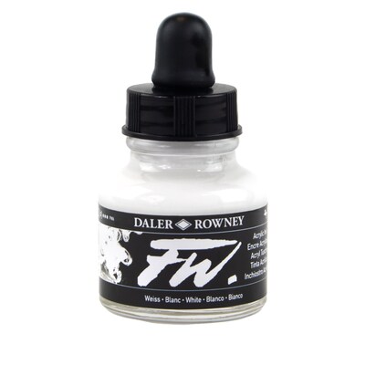 Daler-Rowney FW Acrylic Ink, White, 29.5ml, 3/Bundle (DRW160029011-3)