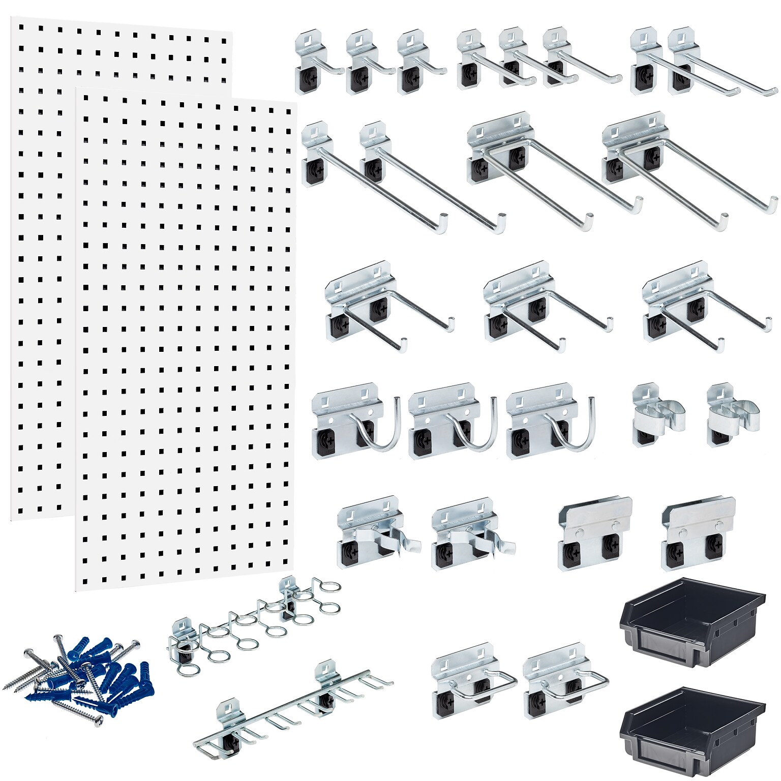 Triton Products LocBoard Kit, (2) 18 x 36 x 9/16 Steel Square Hole Pegboards, 28 Hooks and 2 Bins (LB18-CK)