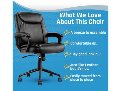 Click365 Transform 1.0 Ergonomic Bonded Leather Swivel Desk Chair, Black (CCHR10001B)