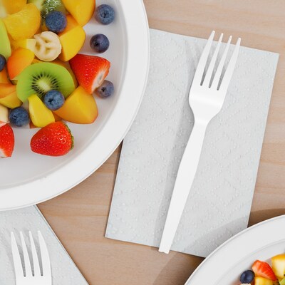 Perk™ Polystyrene Fork, Medium-Weight, White, 1000/Pack (PK56397)