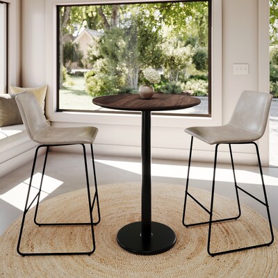 Flash Furniture Acadia 31.25" Round Wooden Dining Table, Dark Brown/Black Base (STRD31WBRTR18B)