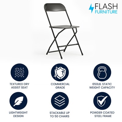 Flash Furniture HERCULES Plastic Office Chair, Black (LE-L-3-BK-GG)