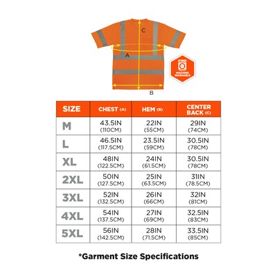 Ergodyne GloWear 8367 High Visibility Short Sleeve T-Shirt, ANSI Type R Class 3, Orange, Large (22044)
