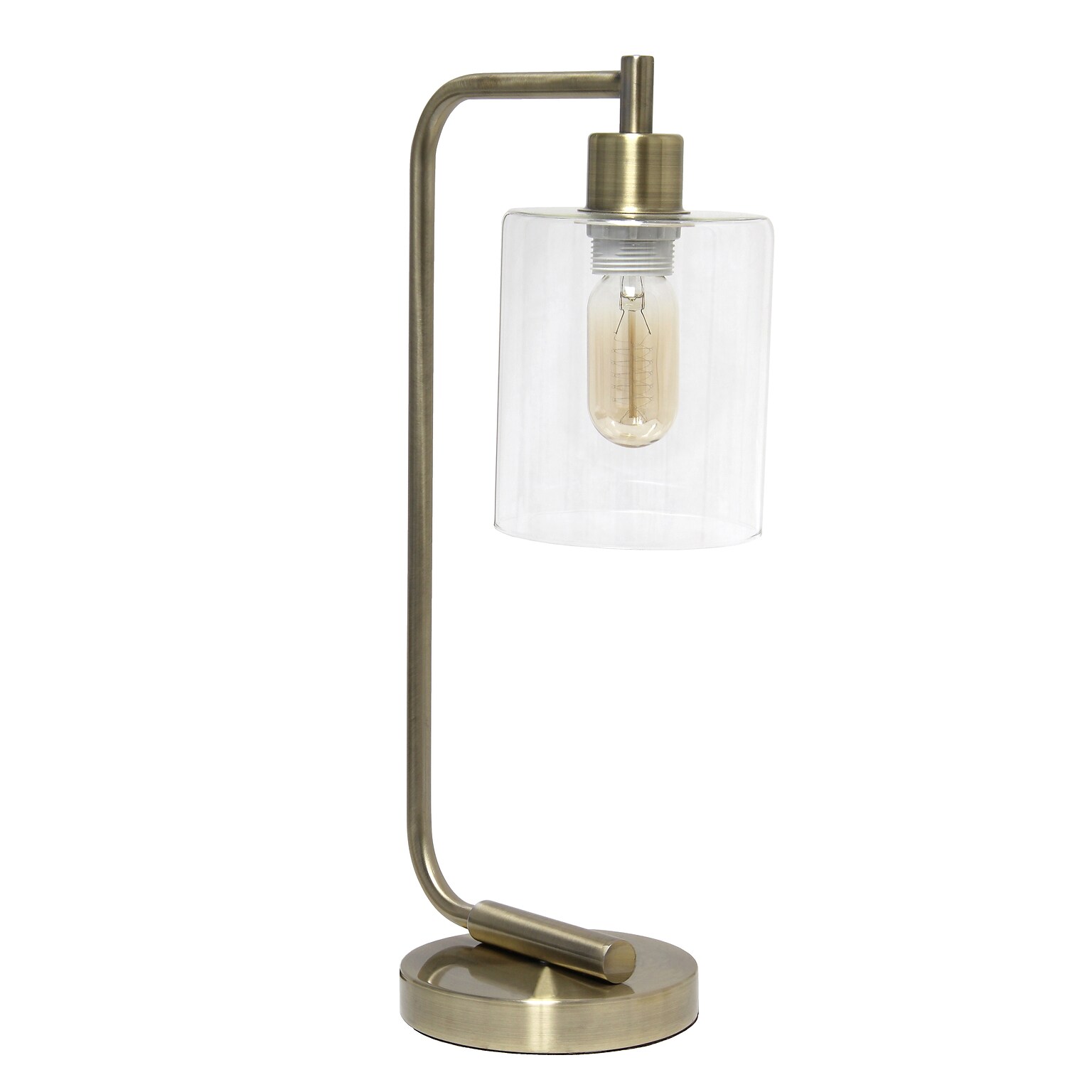 Creekwood Home Vintage Vantage 18.8 Minimalist Industrial Curved Arm Desk Lamp, Antique Brass (CWD-1014-AB)